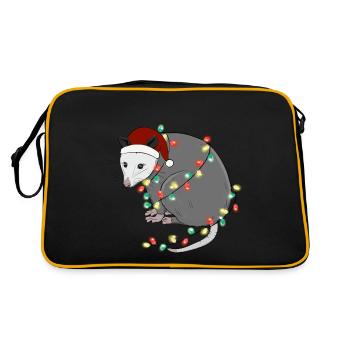 Christmas Lights Ratte Weihnachten - Retro Tasche - Schwarz/Gold - Hinten