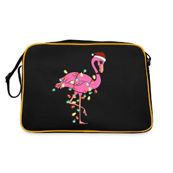 Christmas Lights Flamingo Weihnachten - Retro Tasche - Schwarz/Gold - Hinten