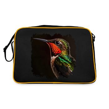 Kolibris sind bekannt für ihre irisierenden Federn - Retro Tasche - Schwarz/Gold - Hinten