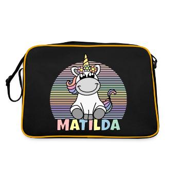 Matilda Einhorn Name - Retro Tasche - Schwarz/Gold - Hinten