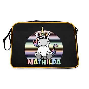 Mathilda Einhorn Name - Retro Tasche - Schwarz/Gold - Hinten
