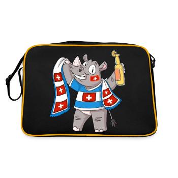 Nashorn Fan Schweiz - Retro Tasche - Schwarz/Gold - Hinten