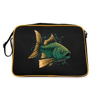 Fish with open Mouth - Retro Bag - black/gold - Back
