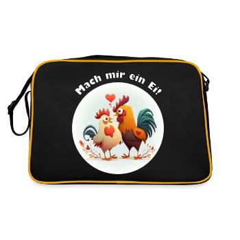 Mach mir ein Ei - Retro Tasche - Schwarz/Gold - Hinten