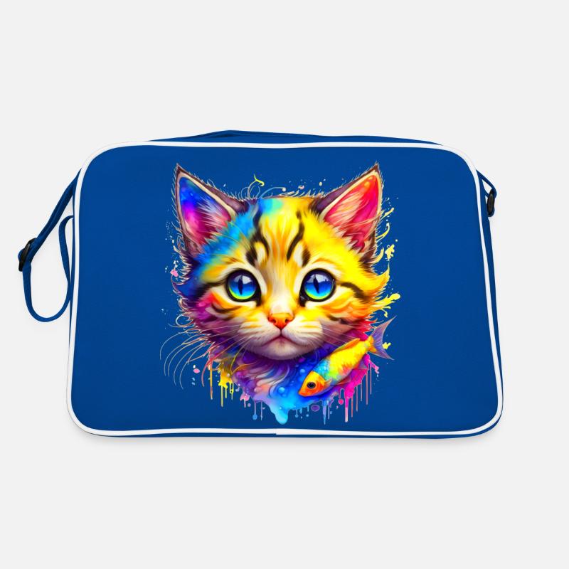 Chaton Arc-en-ciel avec du poisson Sac Retro