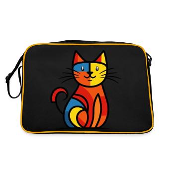 An abstract illustration of a Cute Cat - Retro Bag - black/gold - Back