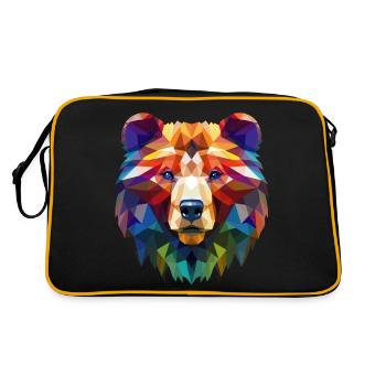 A bear with colorful geometric patterns - Retro Bag - black/gold - Back