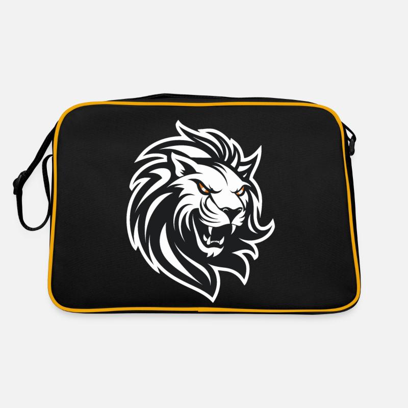 Lion's head in black and white Retro Bag