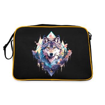 Wolf Wolf’s Head Nature Wilderness Adventure Art forestier - Sac Retro - noir/or - Dos