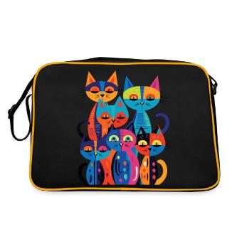 Groupe de chats avec un design abstrait et coloré - Sac Retro - noir/or - Dos