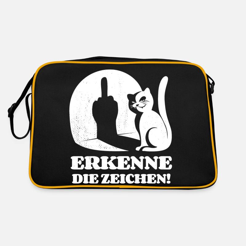 Erkenne die Zeichen Katze Mittelfinger Spruch Retro Tasche