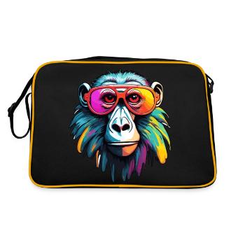 Affe / Tier / Zoo / Babian / Wild / Comic - Retro Tasche - Schwarz/Gold - Hinten