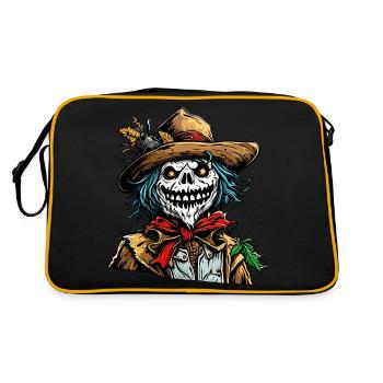 Vogelscheuche / Erntehelfer / Maisfeld / Feld - Retro Tasche - Schwarz/Gold - Hinten