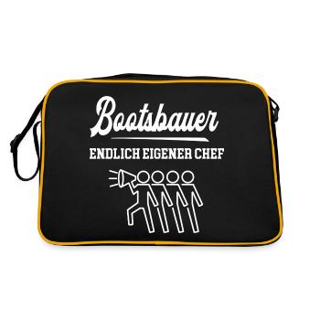 Bootsbauer Endlich Eigener Chef Bootsbau Schiffbau - Retro Tasche - Schwarz/Gold - Hinten