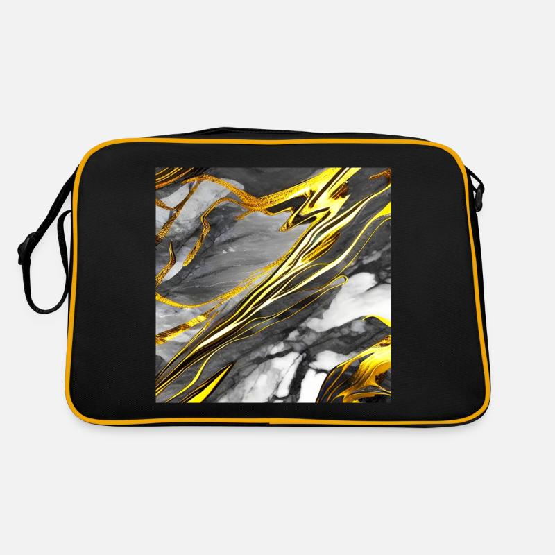 Marmor Schwarz Gold Textur Retro Tasche