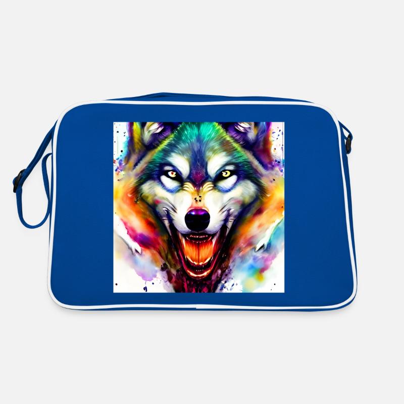 Wolfskopf Aquarelle colorée Sac Retro