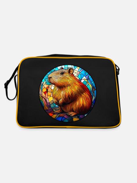 Mosaique Vitrail Capybara - Sac Retro - noir/or - Dos