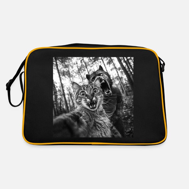 Humor Werwolf Selfie Katze Retro Tasche