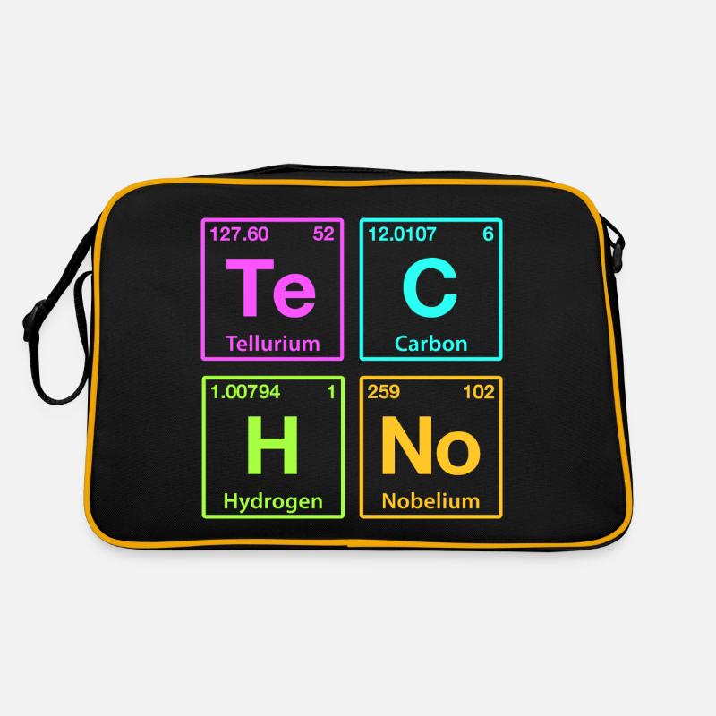 Techno Rave Electro Raver Chemie Periodensystem - Retro Tasche - Schwarz/Gold
