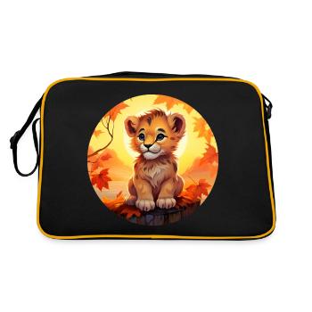 Lionceau dans le feuillage d’automne - Coucher de soleil romantique desi - Sac Retro - noir/or - Dos