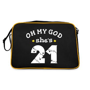 Oh mein Gott sie ist 21 Jahre alt - Retro Tasche - Schwarz/Gold - Hinten