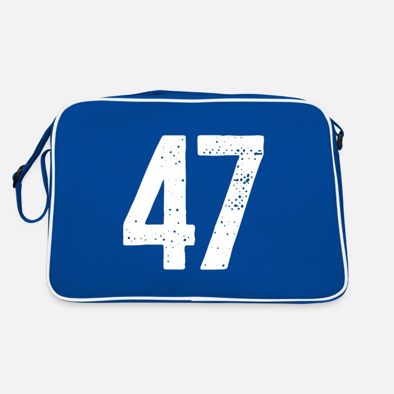 47 Zahlen Weiß Retro Tasche