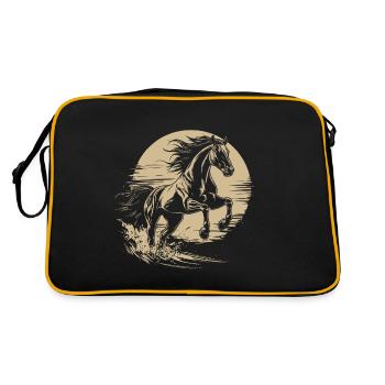Silhouette De Cheval Au Galop Vintage - Sac Retro - noir/or - Dos