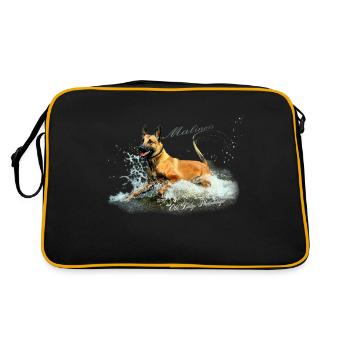 Malinois-Wasserratte - Retro Tasche - Schwarz/Gold - Hinten
