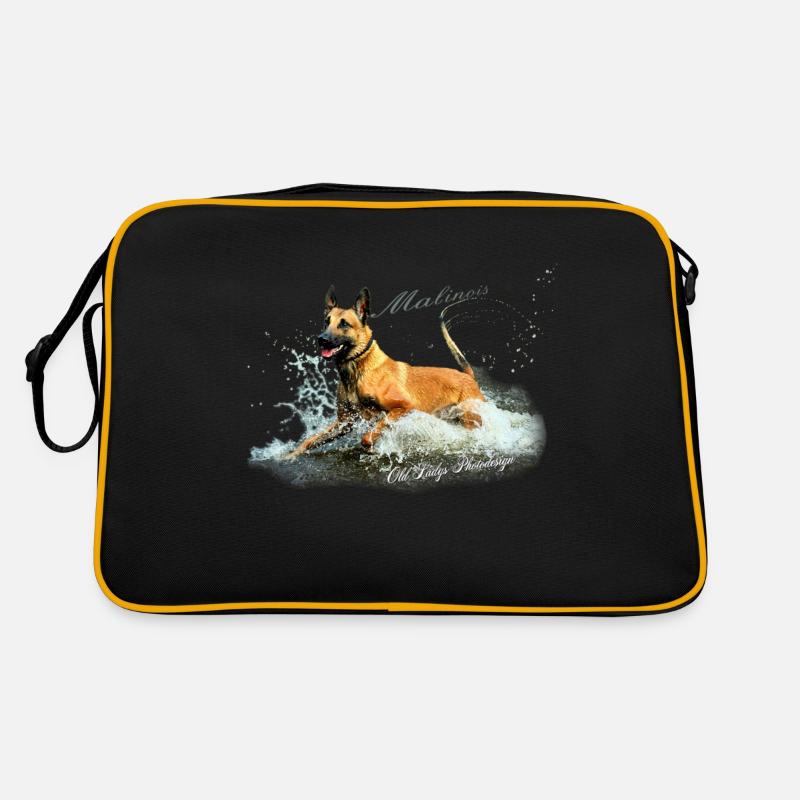 Malinois-Wasserratte - Retro Tasche - Schwarz/Gold