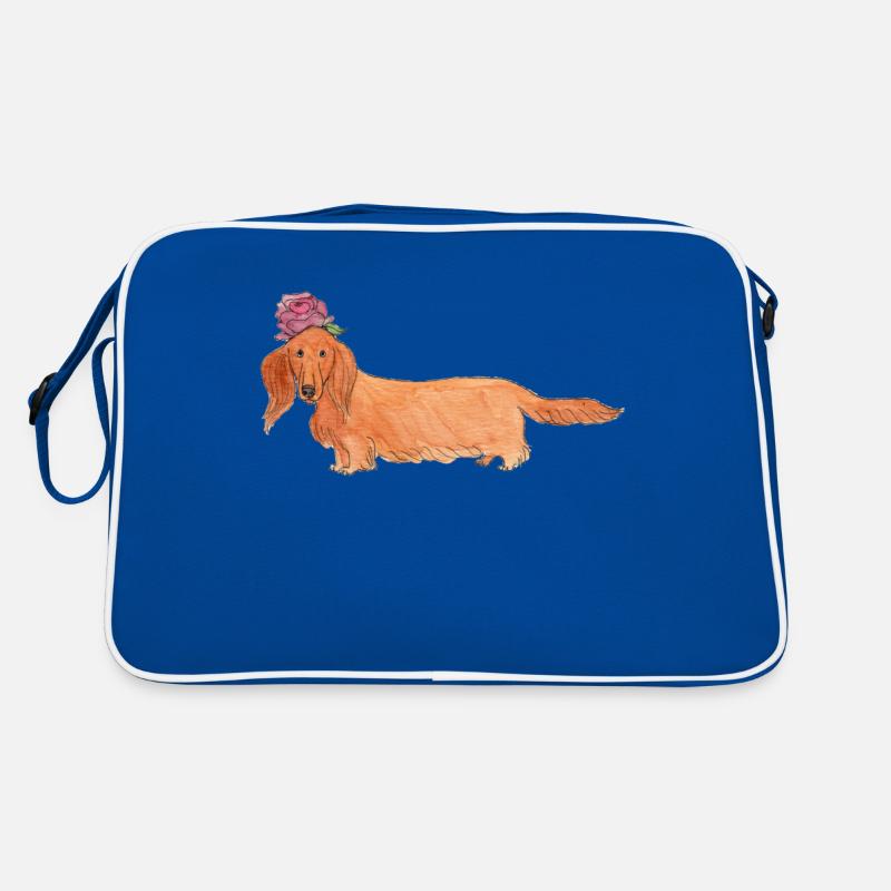 Dachshund with flower Retro Bag