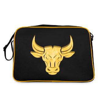 Goldener Stier | Sternzeichen Stier - Retro Tasche - Schwarz/Gold - Hinten