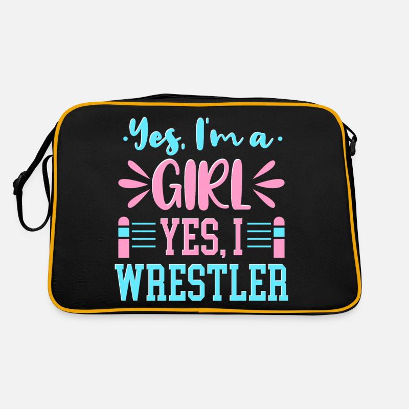 Ja, ich bin ein Mädchen Ja, ich ringe Retro Tasche