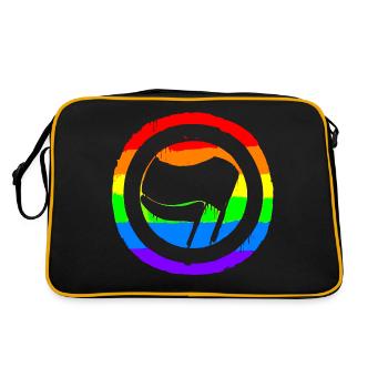 Regenbogen Bunt Protest Antifa Links - Retro Tasche - Schwarz/Gold - Hinten