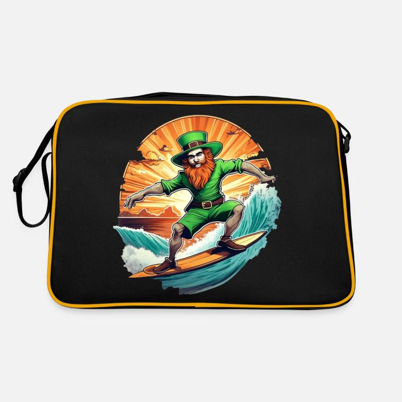 St. Patrick's Day Kleeblatt Surfen Retro Tasche
