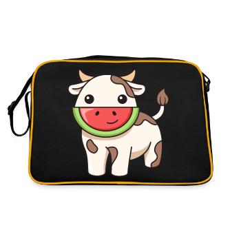 Cow Watermelon Design for Cow Lovers - Retro Bag - black/gold - Back