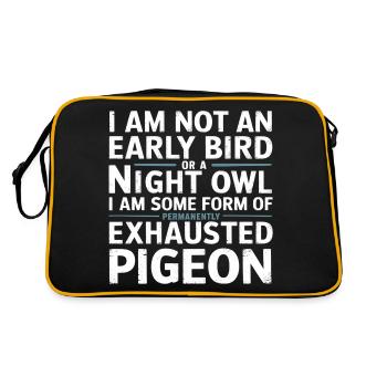 Not Early Bird or Night Owl Just Always Exhausted - Retro Tasche - Schwarz/Gold - Hinten