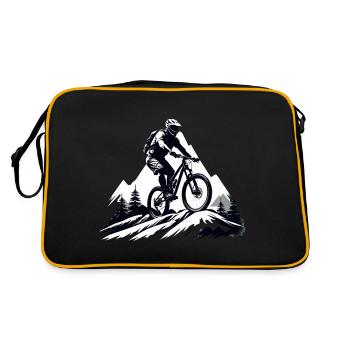 mountainbiker, Mountainbike, Bergsport, Outdoor - Retro Tasche - Schwarz/Gold - Hinten