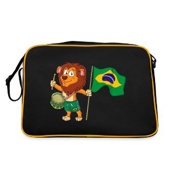 Lion with the Brazilian flag - Retro Bag - black/gold - Back