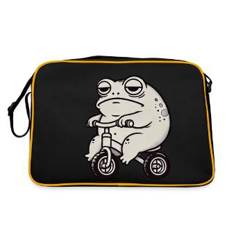 Frosch Kröte Unke Laufrad Dreirad Lustig Skurril - Retro Tasche - Schwarz/Gold - Hinten