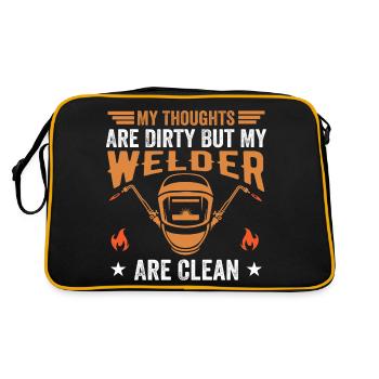 Meine Gedanken sind schmutzig, aber meine Schweißer sind sauber - Retro Tasche - Schwarz/Gold - Hinten