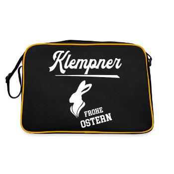 Klempner Frohe Ostern Ostergeschenk Klempnerei - Retro Tasche - Schwarz/Gold - Hinten