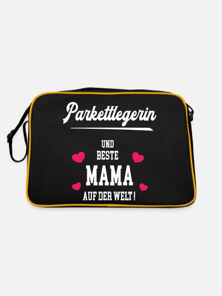 Parkettlegerin Beste Mama Muttertag Geburtstag - Retro Tasche - Schwarz/Gold - Hinten