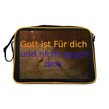 Gott ist für dich - Retro Tasche - Schwarz/Gold - Hinten