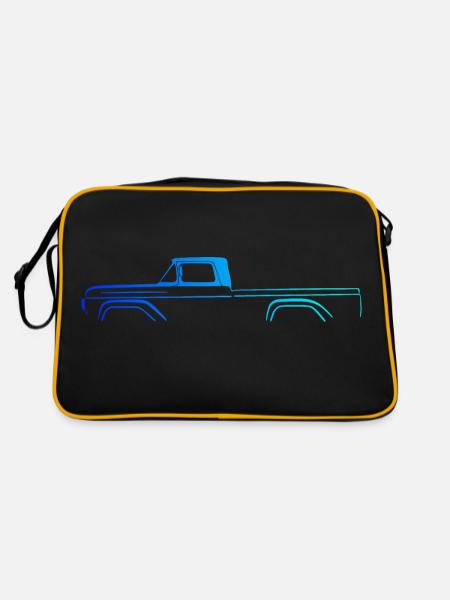 Pickup Musclecar USA - Retro Tasche - Schwarz/Gold - Hinten