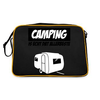 Camping Is Echt Dat Allerbeste - Retro Tasche - Schwarz/Gold - Hinten