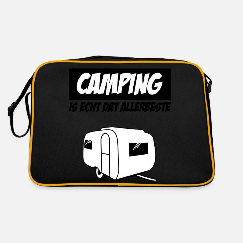 Camping Is Echt Dat Allerbeste - Retro Tasche - Schwarz/Gold
