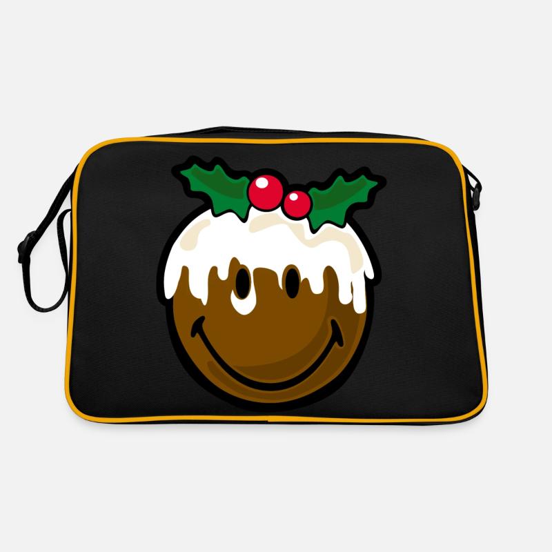 Smiley Christmas Cookie - Retro Tasche - Schwarz/Gold
