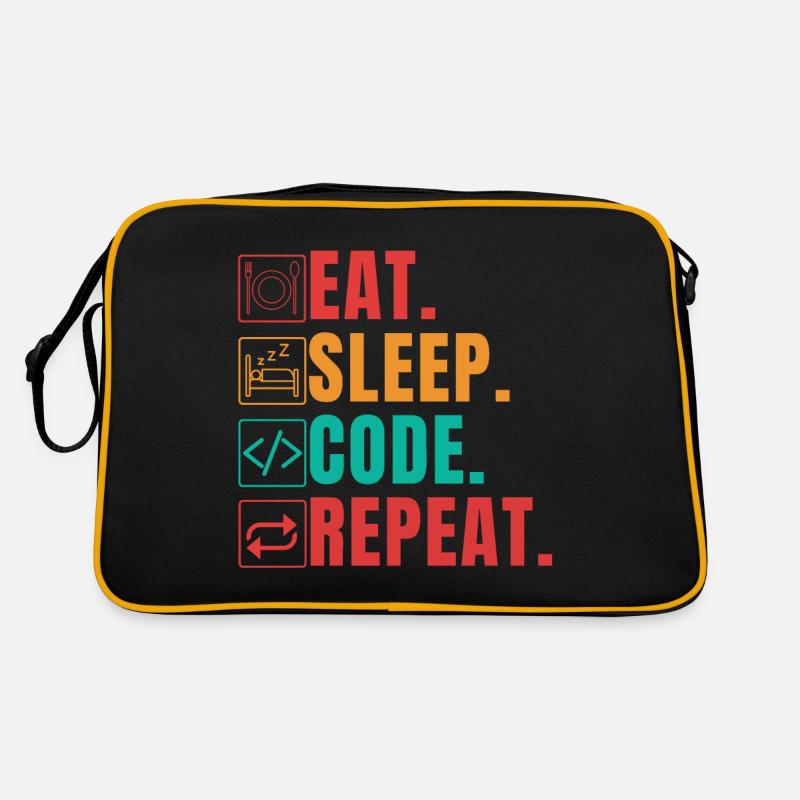 EAT SLEEP CODE REPEAT - CODEUR DRÔLE Sac Retro
