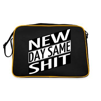 gym wear strong drop team quote jokes food do work - Retro Tasche - Schwarz/Gold - Hinten