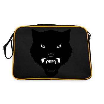 black wolf head - Retro Bag - black/gold - Back